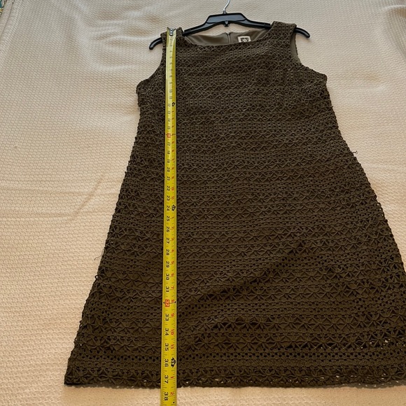 NWT!  Anne Klein Army Green Crochet Dress - Picture 10 of 14